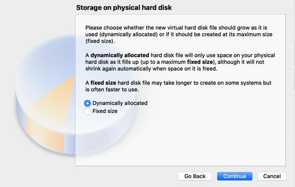 Choose Dynamically Allocated Disk (macOS)