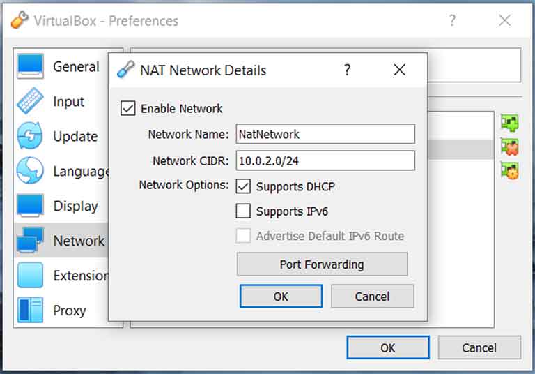 NAT Network Settings Example (MS Windows)