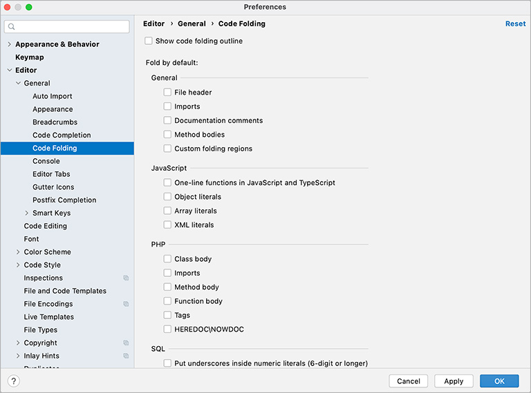 Make All Blocks Expanded by Default in PhpStorm