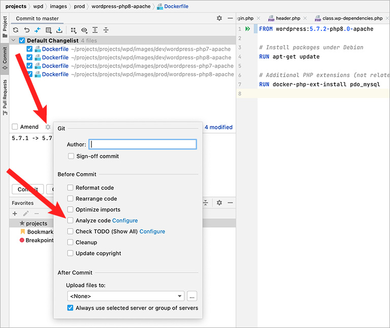 Turn off Code Analysis on Commits