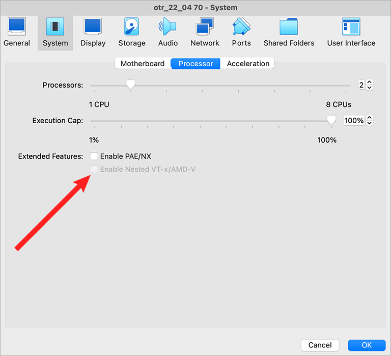 Enable Nested Virtualization: Checkbox Grayed Out